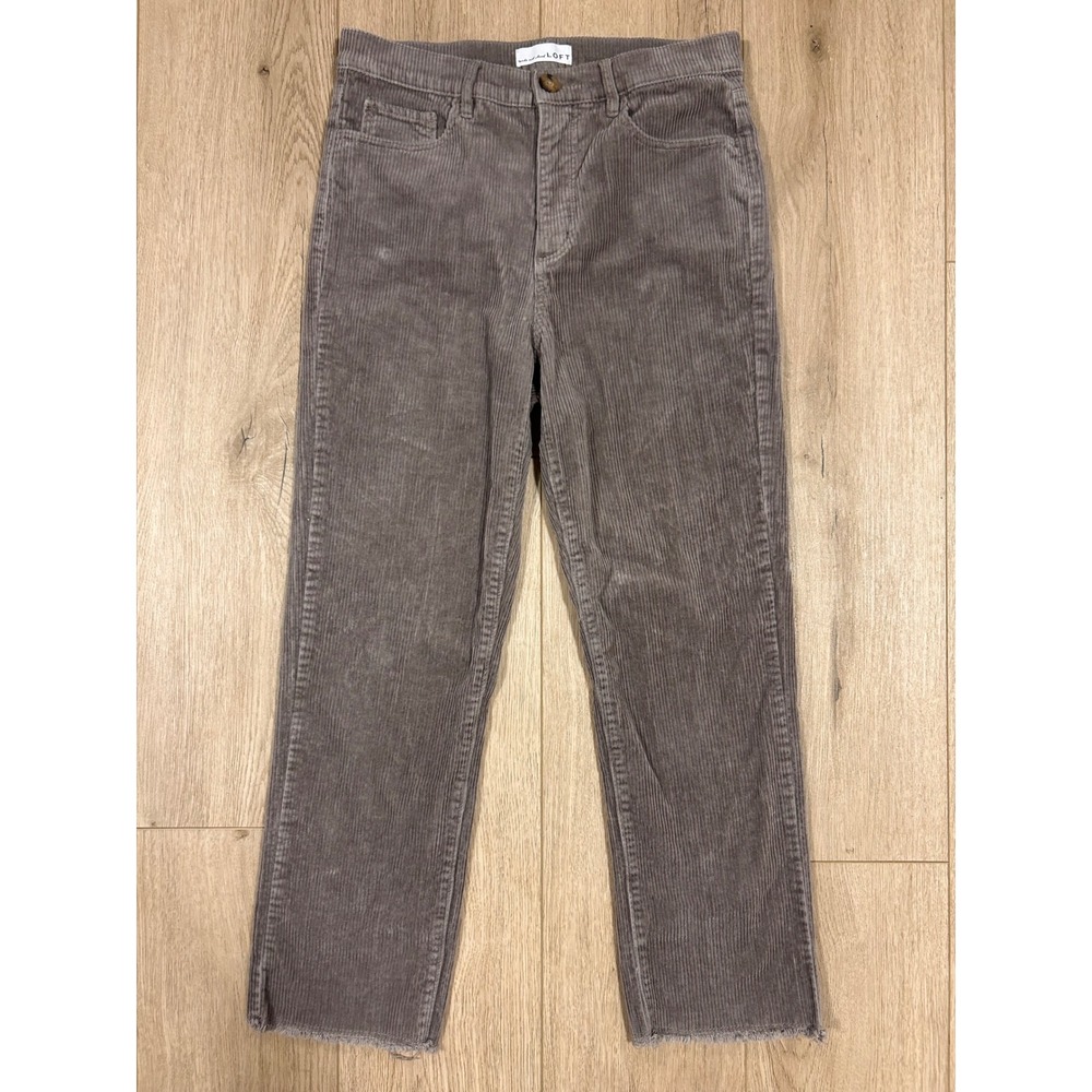Loft Made and Loved Gray Corduroy Straight Leg Raw Hem Pants‎ Womens 4 27 594347